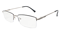 Soigné Unisex Half Rim Rectangular Spectacle Frame.Silver&Black-Large