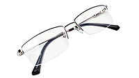 Soigné Unisex Half Rim Rectangular Spectacle Frame.Silver&Black-Large
