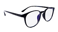 Soigné Unisex Round Spectacle Frames.Glossy Black-Medium