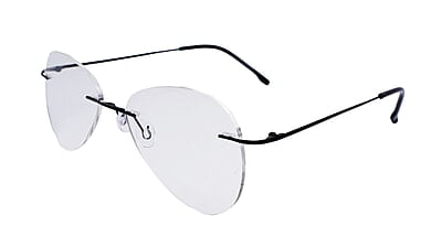 Soigné Unisex Large Rimless Aviator Spectacle Frame.Black