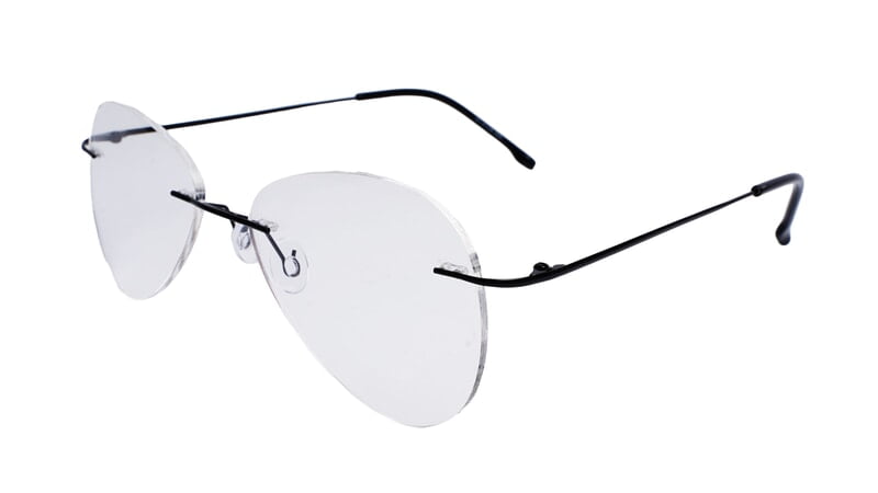 Soigné Unisex Large Rimless Aviator Spectacle Frame.Black