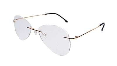 Soigné Unisex Rimless Aviator Spectacle Frame.Golden-Large