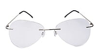 Soigné Unisex Rimless Aviator Spectacle Frame.Silver-Large