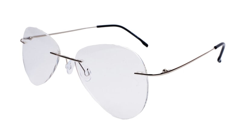 Soigné Unisex Rimless Aviator Spectacle Frame.Silver-Large