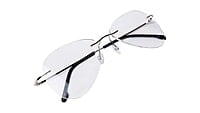 Soigné Unisex Rimless Aviator Spectacle Frame.Silver-Large
