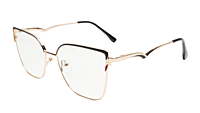 Soigné Female Oversize Cat Eye Spectacle Frame.Golden&Black