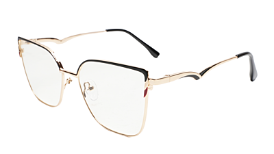 Soigné Female Oversize Cat Eye Spectacle Frame.Golden&Black Soigné Female Oversize Cat Eye Spectacle Frame.Golden&Black