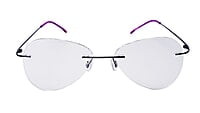 Soigné Female Rimless Aviator Spectacle Frame.Black-Large
