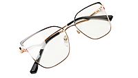 Soigné Female Oversize Cat Eye Spectacle Frame.Golden&Black