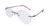 Soigné Female Rimless Aviator Spectacle Frame.Black-Large