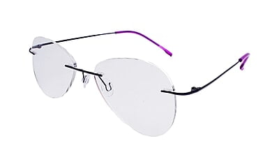 Soigné Female Rimless Aviator Spectacle Frame.Black-Large Soigné Female Rimless Aviator Spectacle Frame.Black-Large