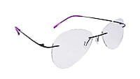 Soigné Female Rimless Aviator Spectacle Frame.Black-Large