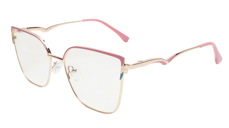 Soigné Female Oversize Cat Eye Spectacle Frame.Golden&Pink Soigné Female Oversize Cat Eye Spectacle Frame.Golden&Pink
