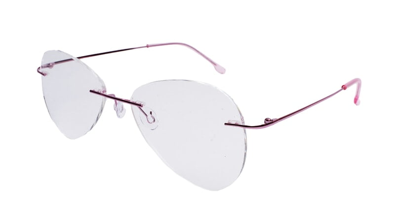 Soigné Female Rimless Aviator Spectacle Frame.Pink-Large Soigné Female Rimless Aviator Spectacle Frame.Pink-Large