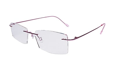 Soigné Female Rimless Rectangular Spectacle Frame.Light Pink