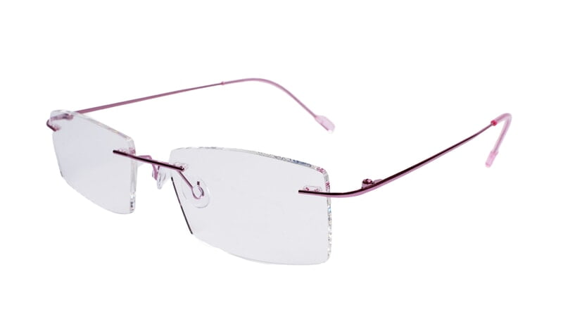 Soigné Female Rimless Rectangular Spectacle Frame.Light Pink
