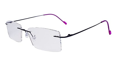 Soigné Female Rimless Rectangular Spectacle Frame.Black&Pink