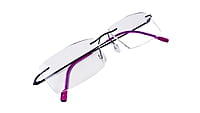 Soigné Female Rimless Rectangular Spectacle Frame.Black&Pink Soigné Female Rimless Rectangular Spectacle Frame.Black&Pink