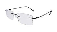 Soigné Unisex Rectangular Rimless Spectacle Frame.Black