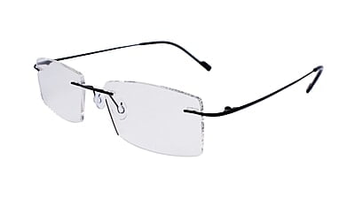 Soigné Unisex Rectangular Rimless Spectacle Frame.Black