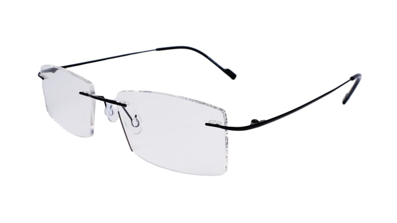Soigné Unisex Rectangular Rimless Spectacle Frame.Black