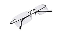 Soigné Unisex Rectangular Rimless Spectacle Frame.Black