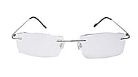 Soigné Unisex Rectangular Rimless Spectacle Frame.Silver