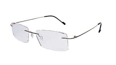 Soigné Unisex Rectangular Rimless Spectacle Frame.Silver