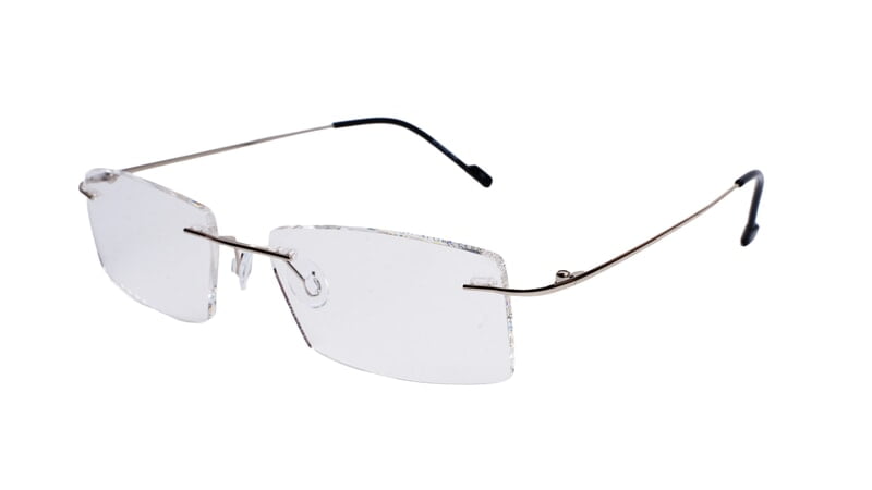 Soigné Unisex Rectangular Rimless Spectacle Frame.Silver