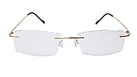 Soigné Unisex Rectangular Rimless Spectacle Frame.Golden