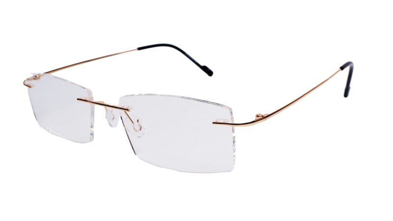 Soigné Unisex Rectangular Rimless Spectacle Frame.Golden