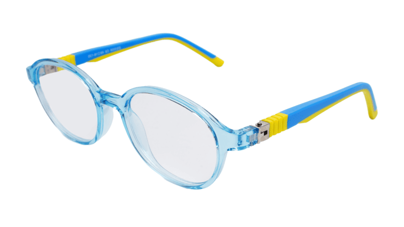 Soigné Kids Small Round Spectacle Frame.Blue&Yellow.(4-11)Yr-Unisex Soigné Kids Small Round Spectacle Frame.Blue&Yellow.(4-11)Yr-Unisex