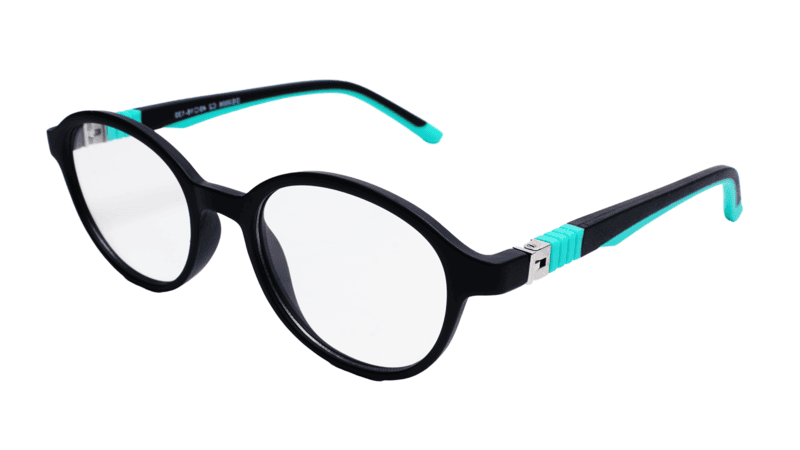 Soigné Kids Small Round Spectacle Frame.Black&Green.(4-11)Yr-Unisex