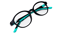Soigné Kids Small Round Spectacle Frame.Black&Green.(4-11)Yr-Unisex