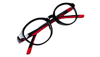Soigné Kids Small Round Spectacle Frame.Black&Red.(4-11)Yr-Unisex