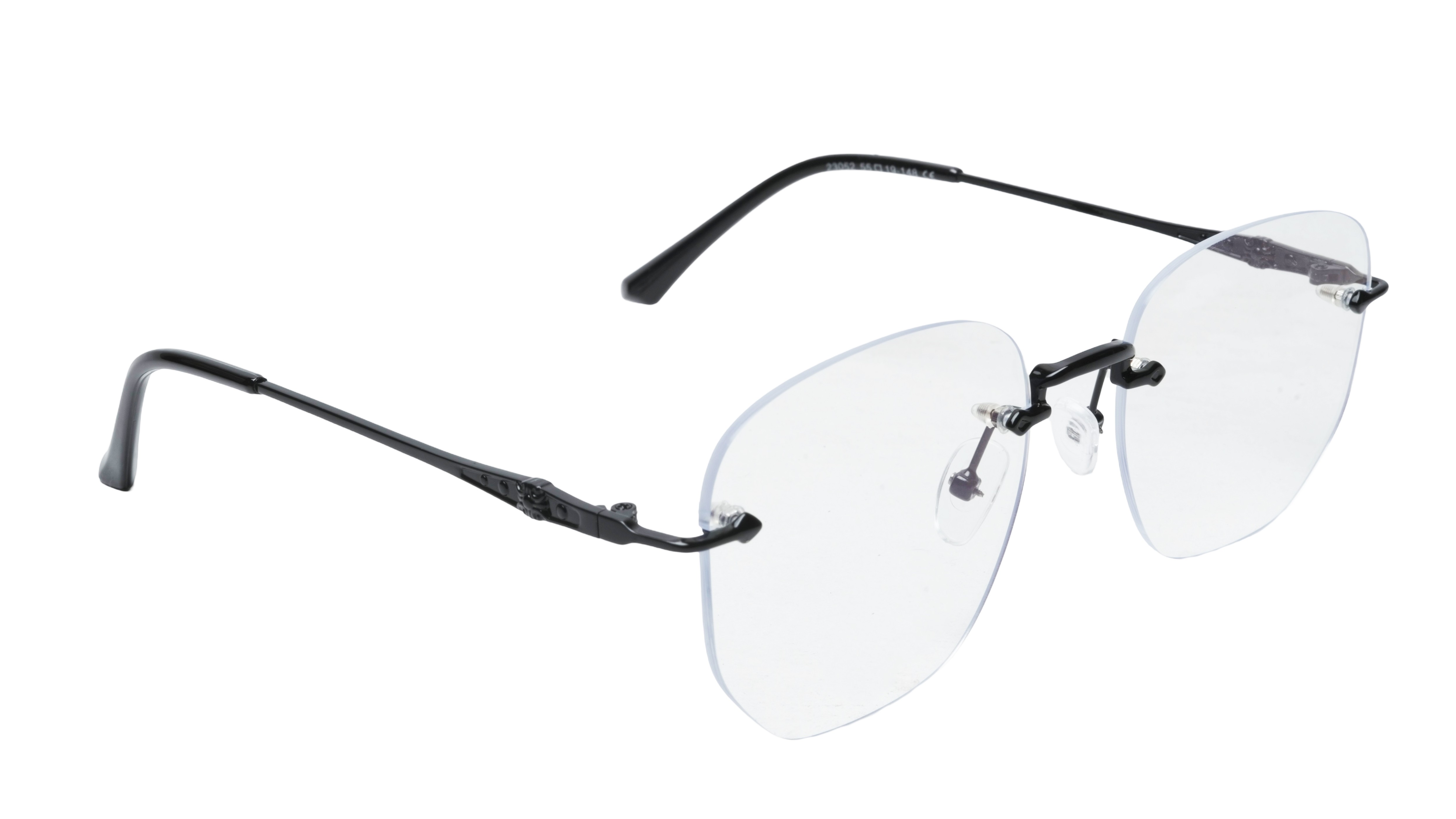 Soigné Unisex Square Rimless Spectacle Frame.Black-Medium Soigné Unisex Square Rimless Spectacle Frame.Black-Medium