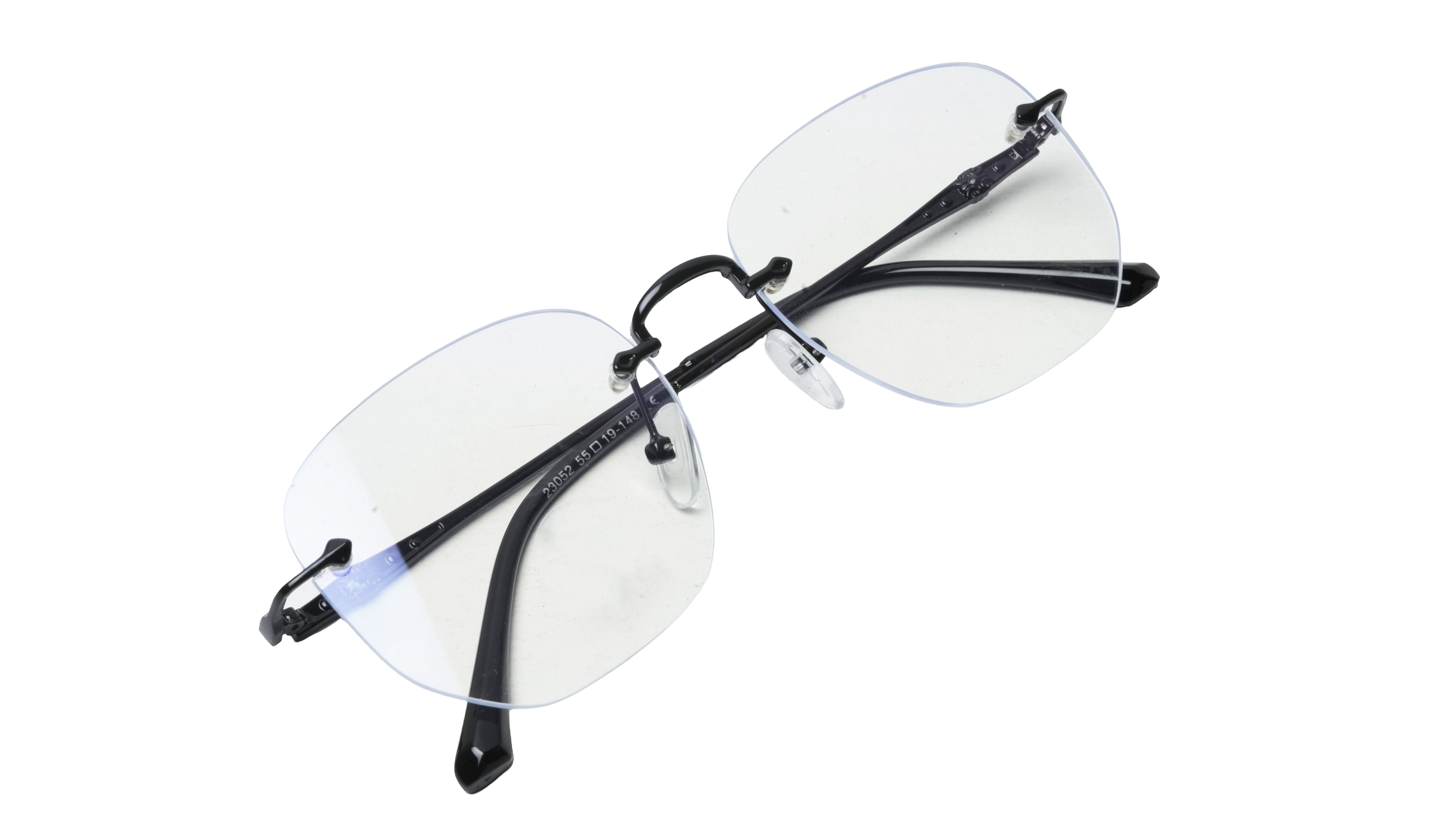 Soigné Unisex Square Rimless Spectacle Frame.Black-Medium Soigné Unisex Square Rimless Spectacle Frame.Black-Medium