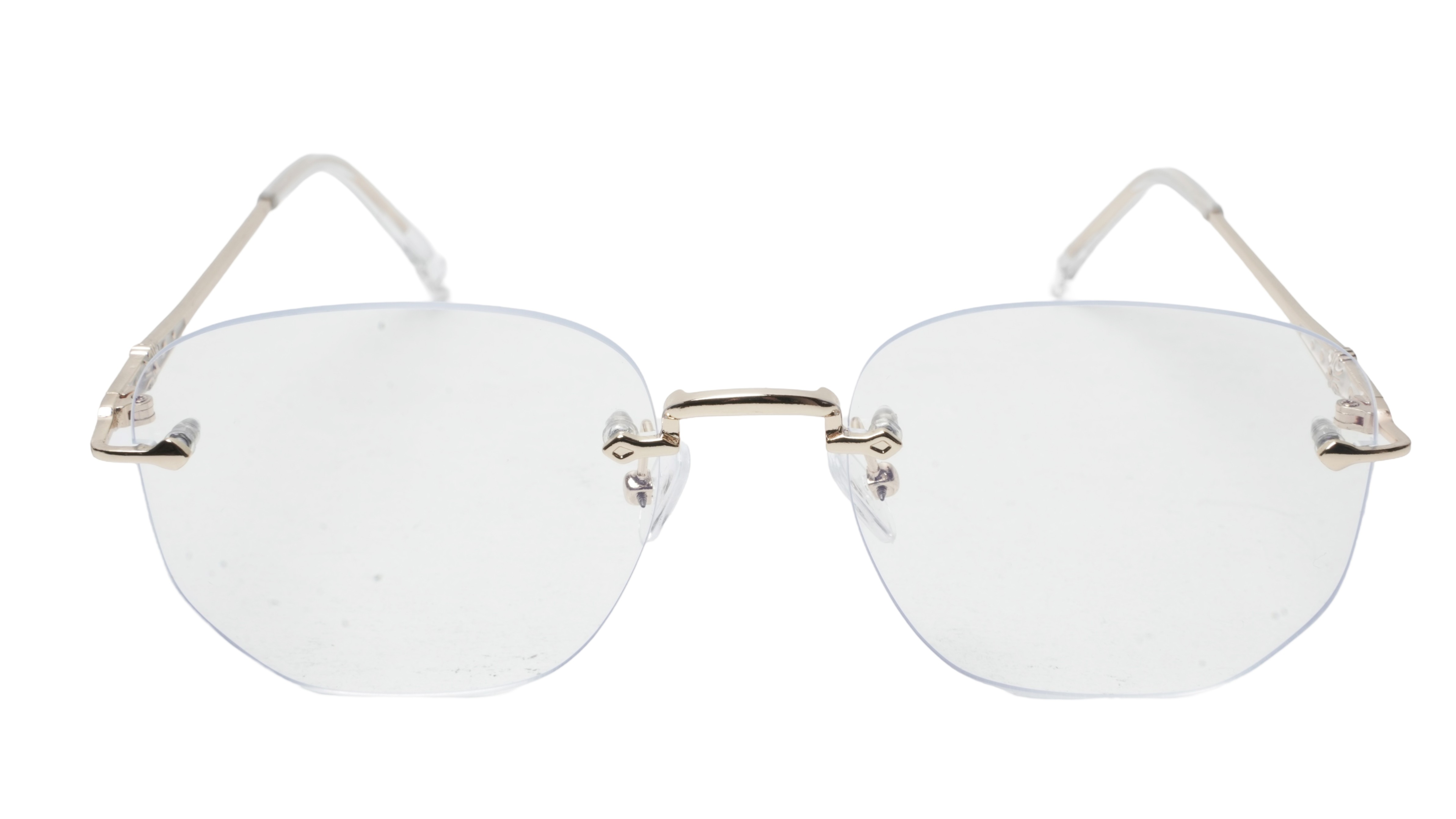 Soigné Unisex Square Rimless Spectacle Frame.Golden-Medium