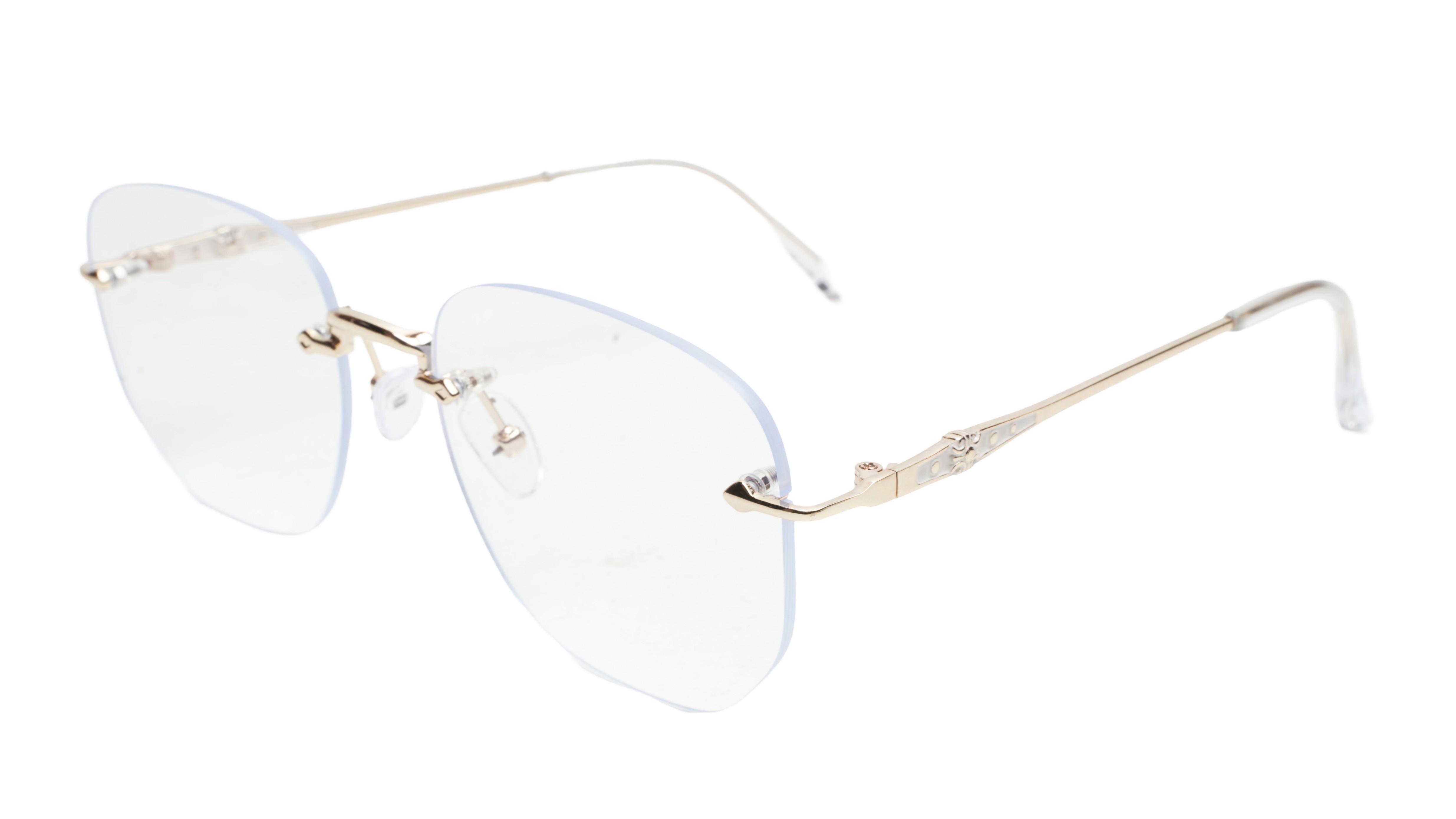Soigné Unisex Square Rimless Spectacle Frame.Golden-Medium