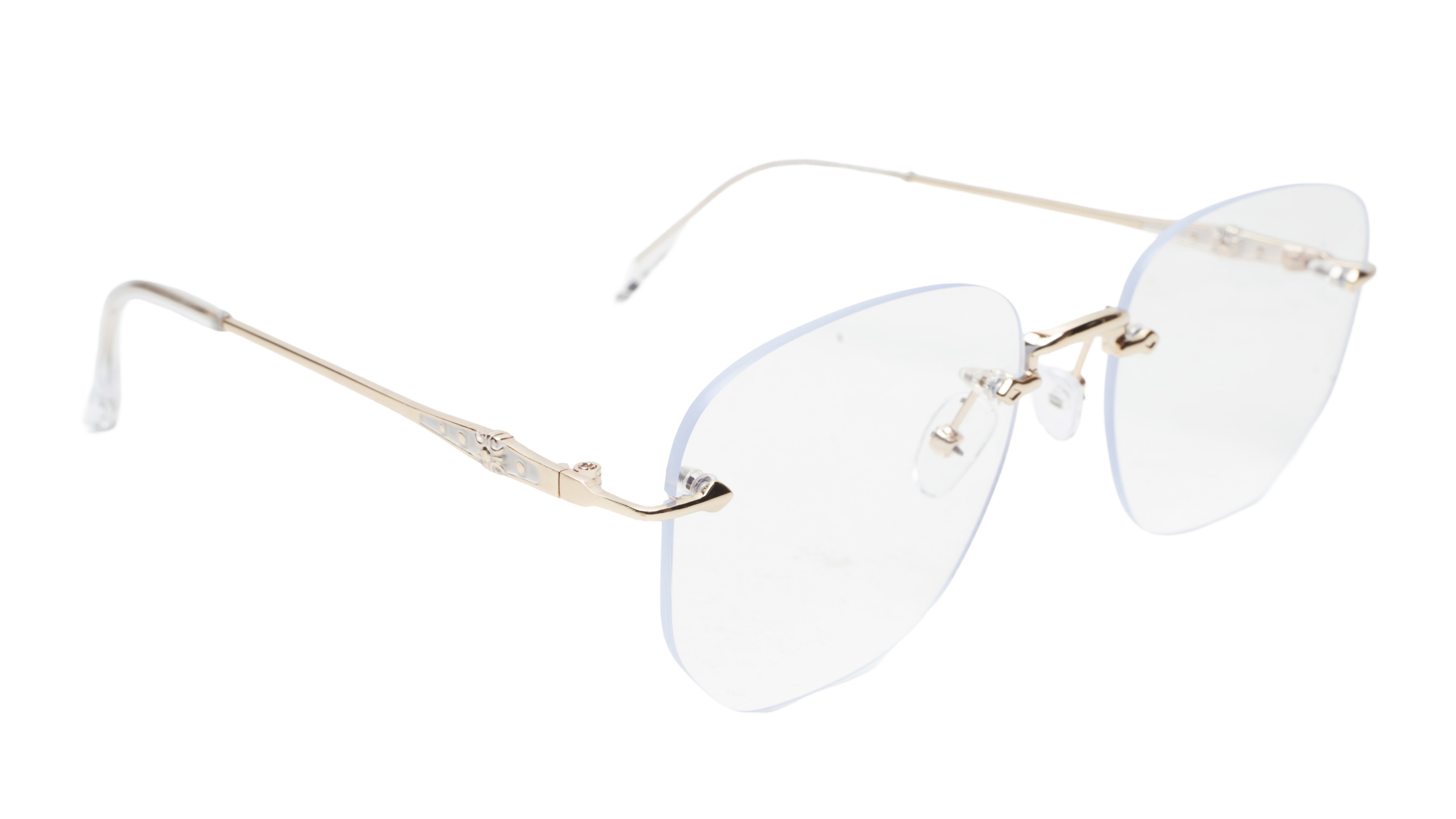 Soigné Unisex Square Rimless Spectacle Frame.Golden-Medium