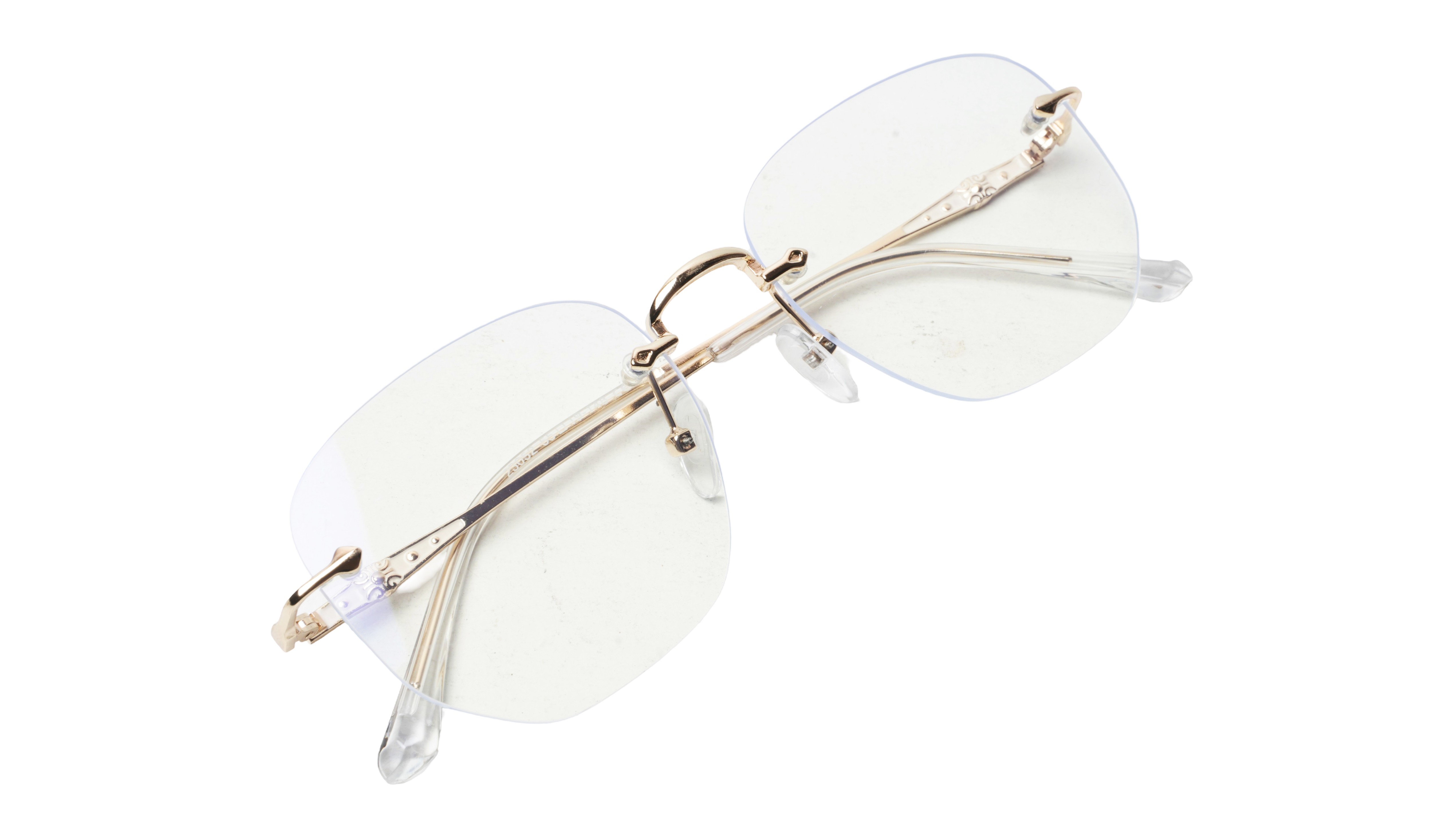 Soigné Unisex Square Rimless Spectacle Frame.Golden-Medium