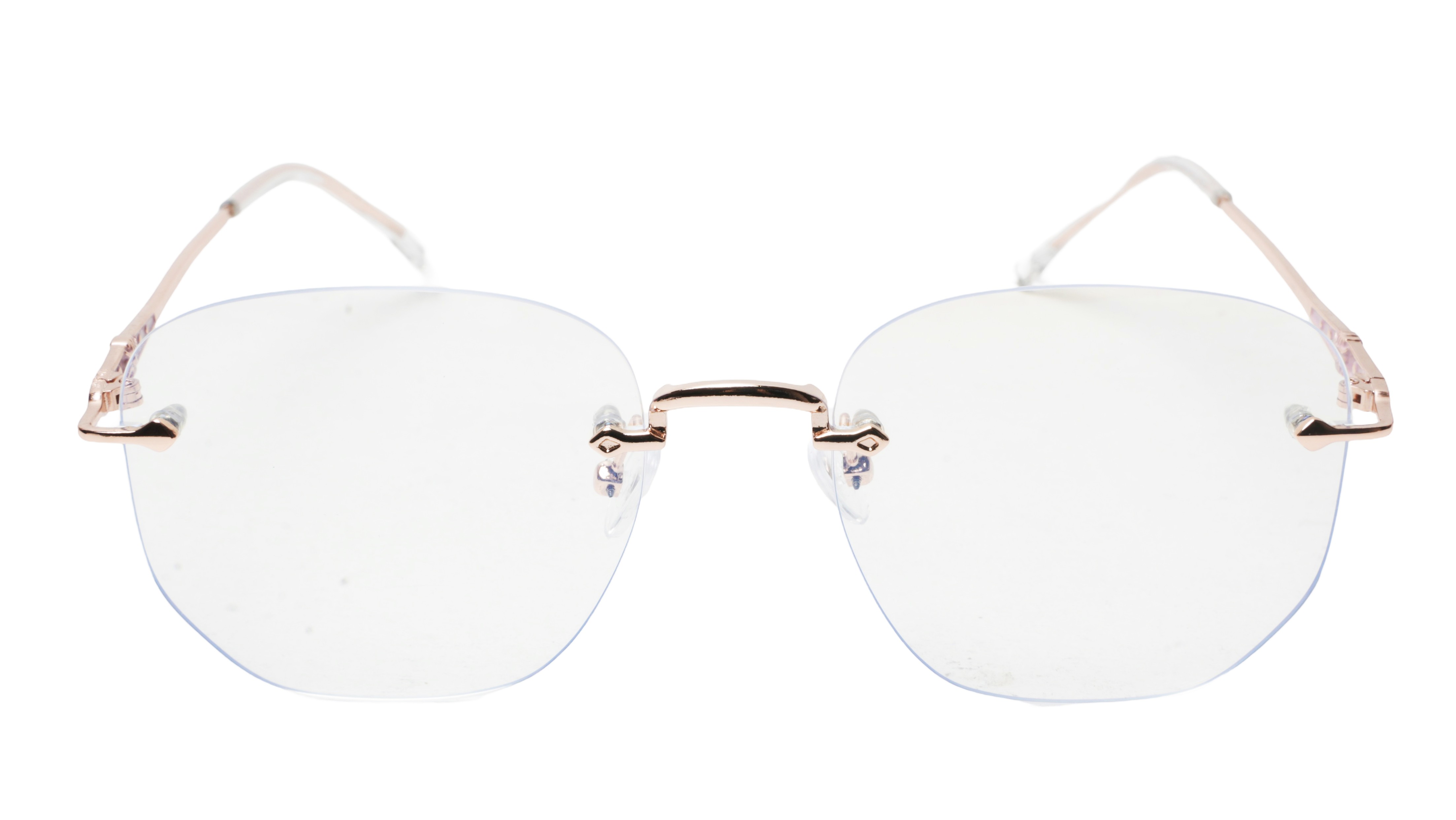 Soigné Unisex Square Rimless Spectacle Frame.Rose Gold-Medium