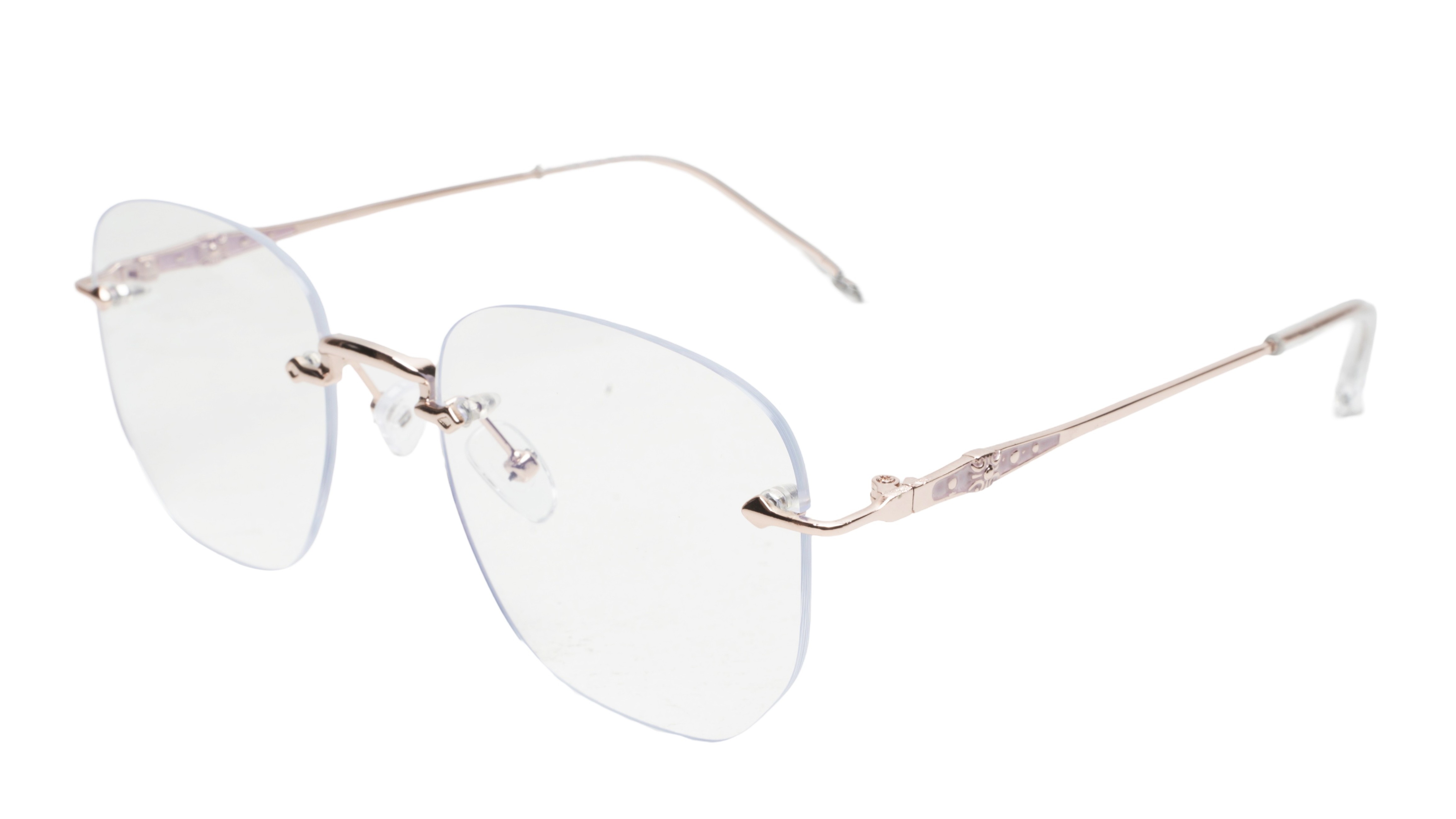 Soigné Unisex Square Rimless Spectacle Frame.Rose Gold-Medium