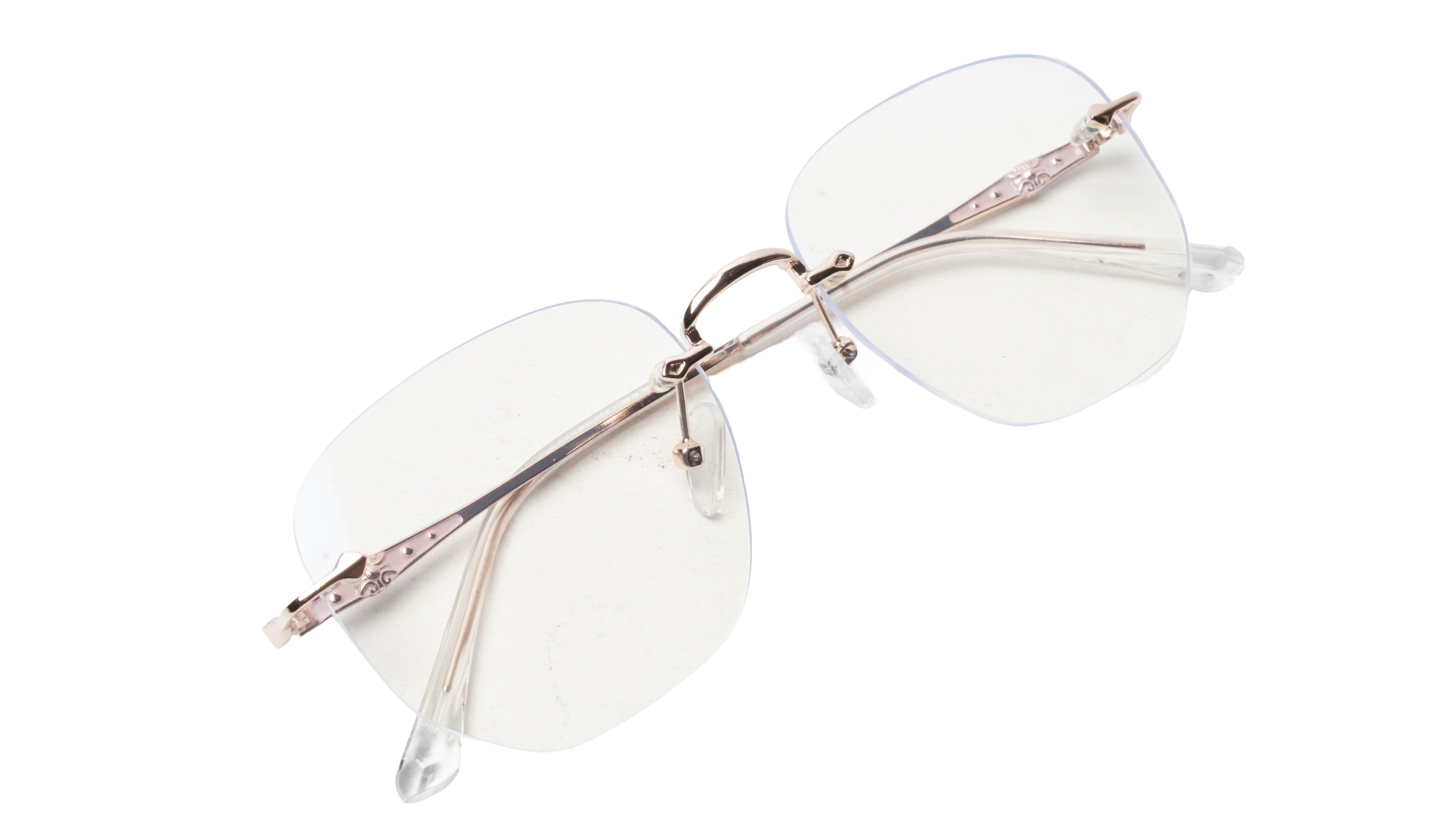 Soigné Unisex Square Rimless Spectacle Frame.Rose Gold-Medium