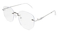 Soigné Unisex Square Rimless Spectacle Frame.Silver-Medium