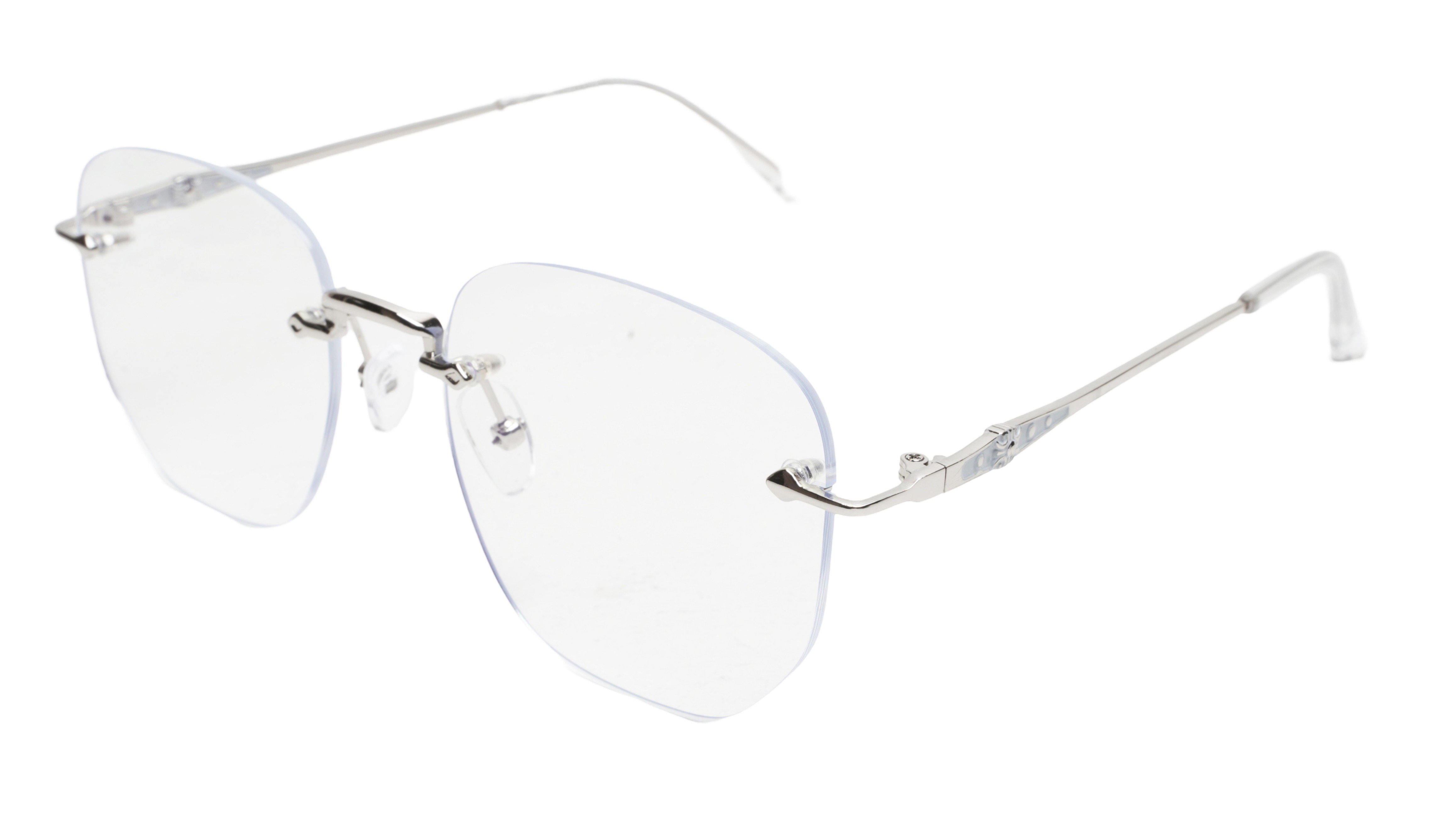 Soigné Unisex Square Rimless Spectacle Frame.Silver-Medium