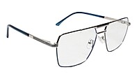 Soigné Unisex Rectangular Spectacle Frame.Blue&Silver-Large