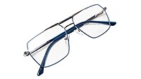 Soigné Unisex Rectangular Spectacle Frame.Blue&Silver-Large