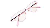 Soigné Female Large Cat Eye Spectacle Frame.Pink&Gold Metal Frame Soigné Female Large Cat Eye Spectacle Frame.Pink&Gold Metal Frame