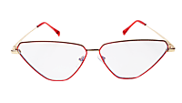 Soigné Female Large Cat Eye Spectacle Frame.Red&Gold Metal Frame